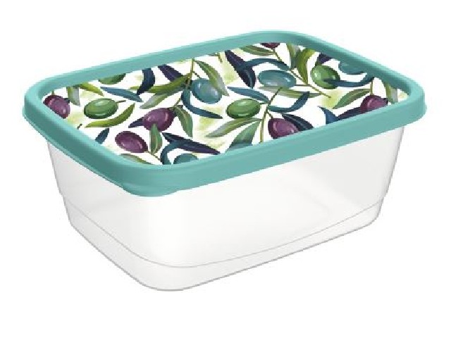 Контейнер для продуктов прямоугольный 1,5л с декором (зеленый)